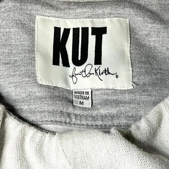 KUT from the Kloth Ruffle Pea Coat Cotton Front Pocket Long Heather Gray Size M - Picture 3 of 11